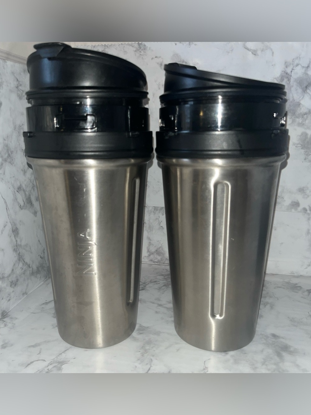 2 Nutri Ninja 16oz Stainless Steel Blender Portable To Go W/ Lid Travel Tumbler